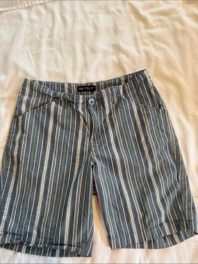 Lee Blue and White Vertical Stripe Shorts